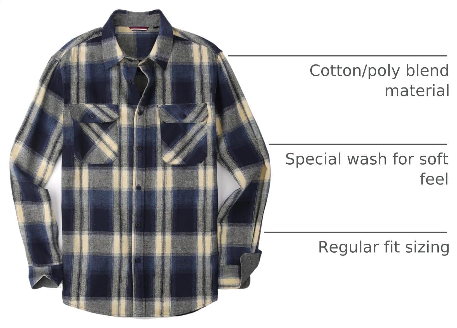 image:imageAlex Vando Mens Button Down Regular Fit Long Sleeve Casual Flannel ShirtsNavyYellow