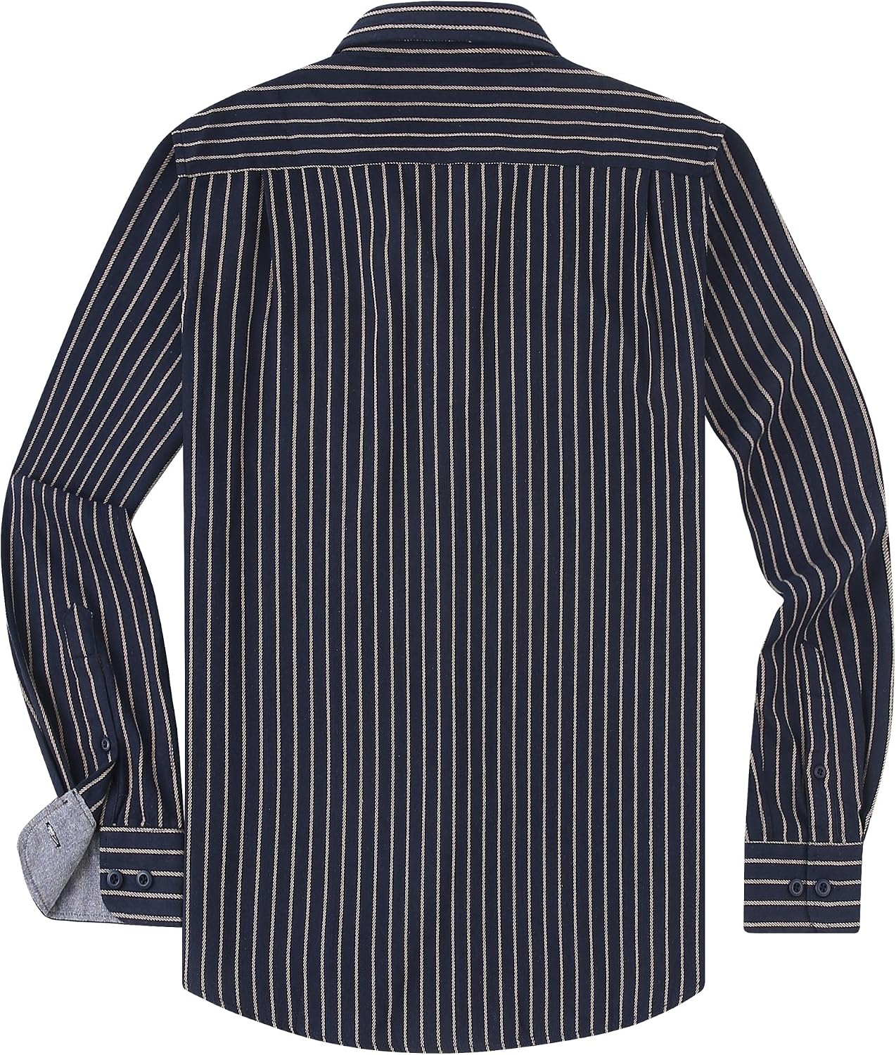 image:imageAlex Vando Mens Button Down Regular Fit Long Sleeve Casual Flannel ShirtsNavyYellow Stripe