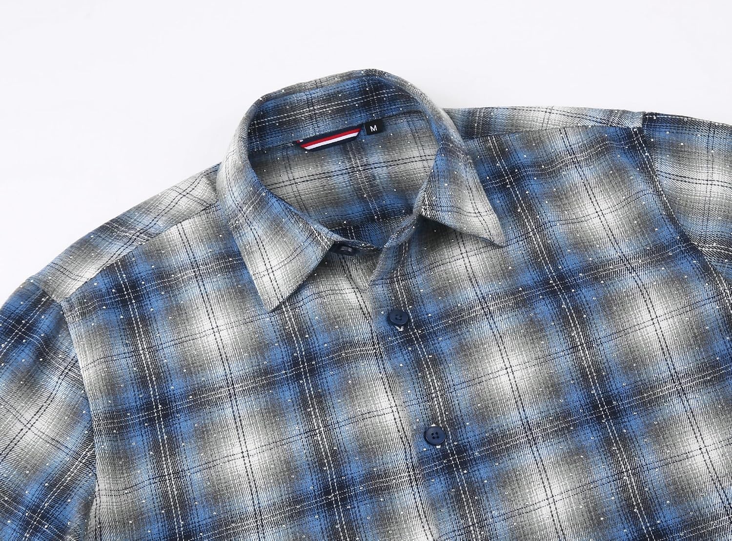 image:imageAlex Vando Mens Button Down Regular Fit Long Sleeve Casual Flannel ShirtsRhinestone BlueGrey