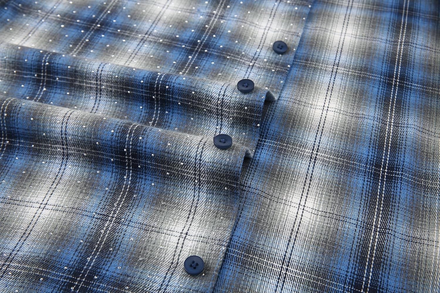 image:imageAlex Vando Mens Button Down Regular Fit Long Sleeve Casual Flannel ShirtsRhinestone BlueGrey