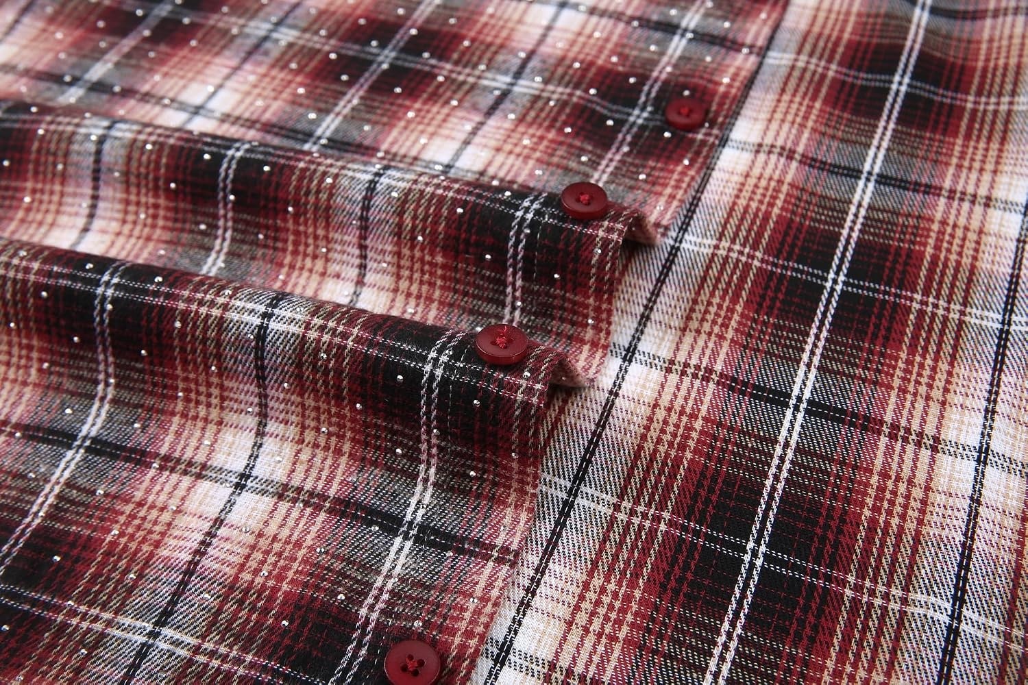 image:imageAlex Vando Mens Button Down Regular Fit Long Sleeve Casual Flannel ShirtsRhinestone WineBlack