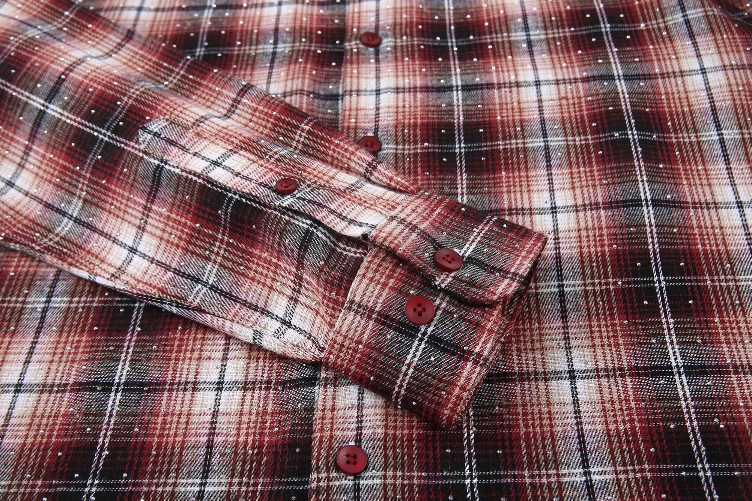 image:imageAlex Vando Mens Button Down Regular Fit Long Sleeve Casual Flannel ShirtsRhinestone WineBlack