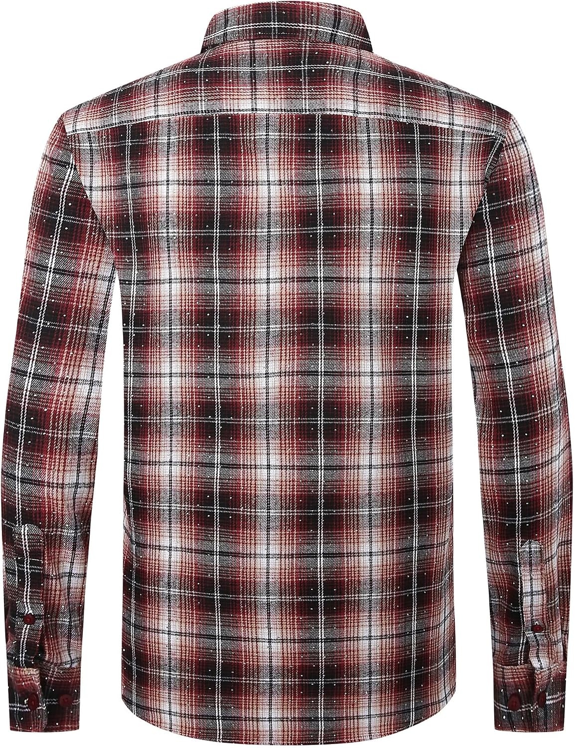 image:imageAlex Vando Mens Button Down Regular Fit Long Sleeve Casual Flannel ShirtsRhinestone WineBlack