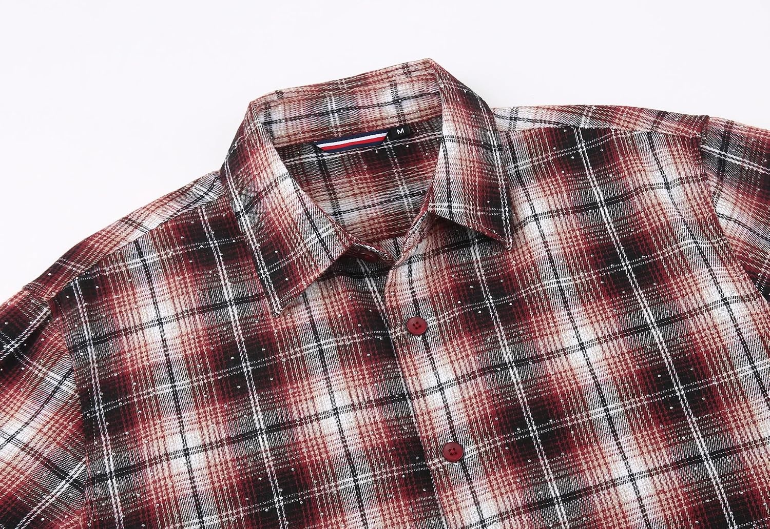 image:imageAlex Vando Mens Button Down Regular Fit Long Sleeve Casual Flannel ShirtsRhinestone WineBlack