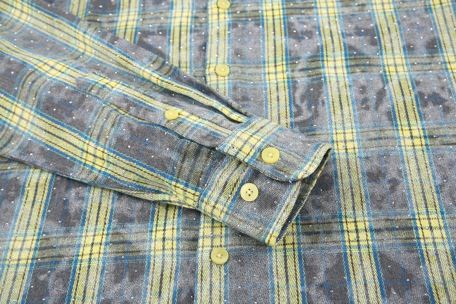 image:imageAlex Vando Mens Button Down Regular Fit Long Sleeve Casual Flannel ShirtsRhinestone YellowGrey