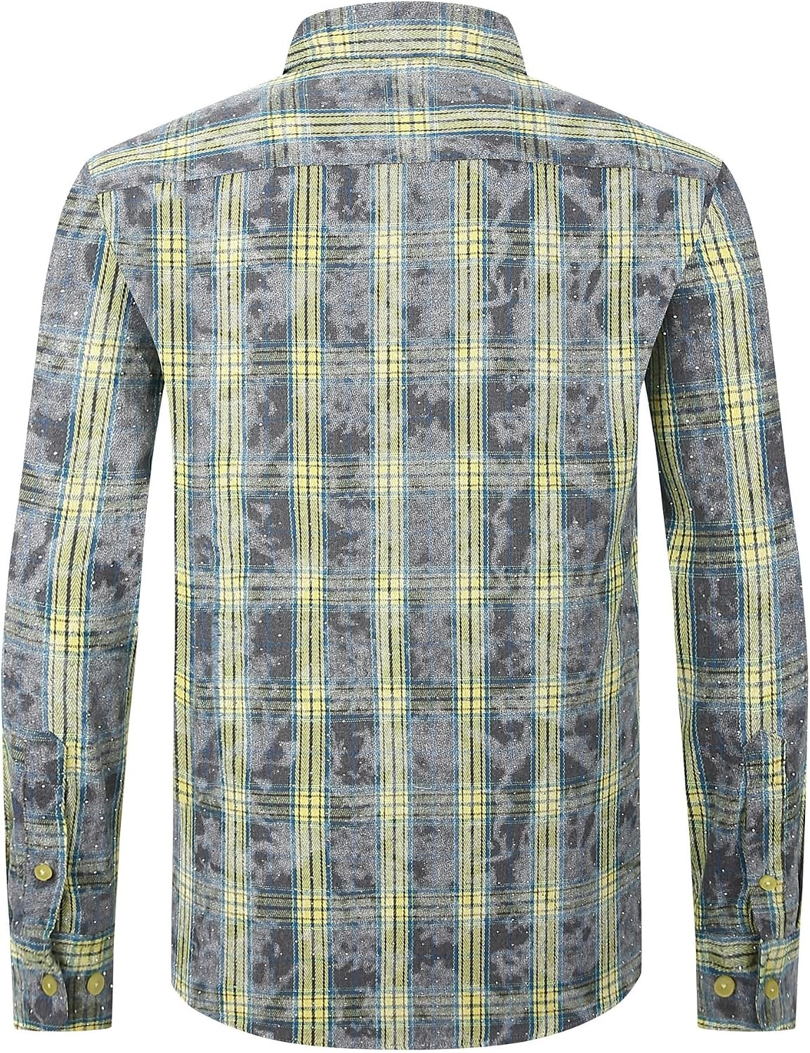 image:imageAlex Vando Mens Button Down Regular Fit Long Sleeve Casual Flannel ShirtsRhinestone YellowGrey