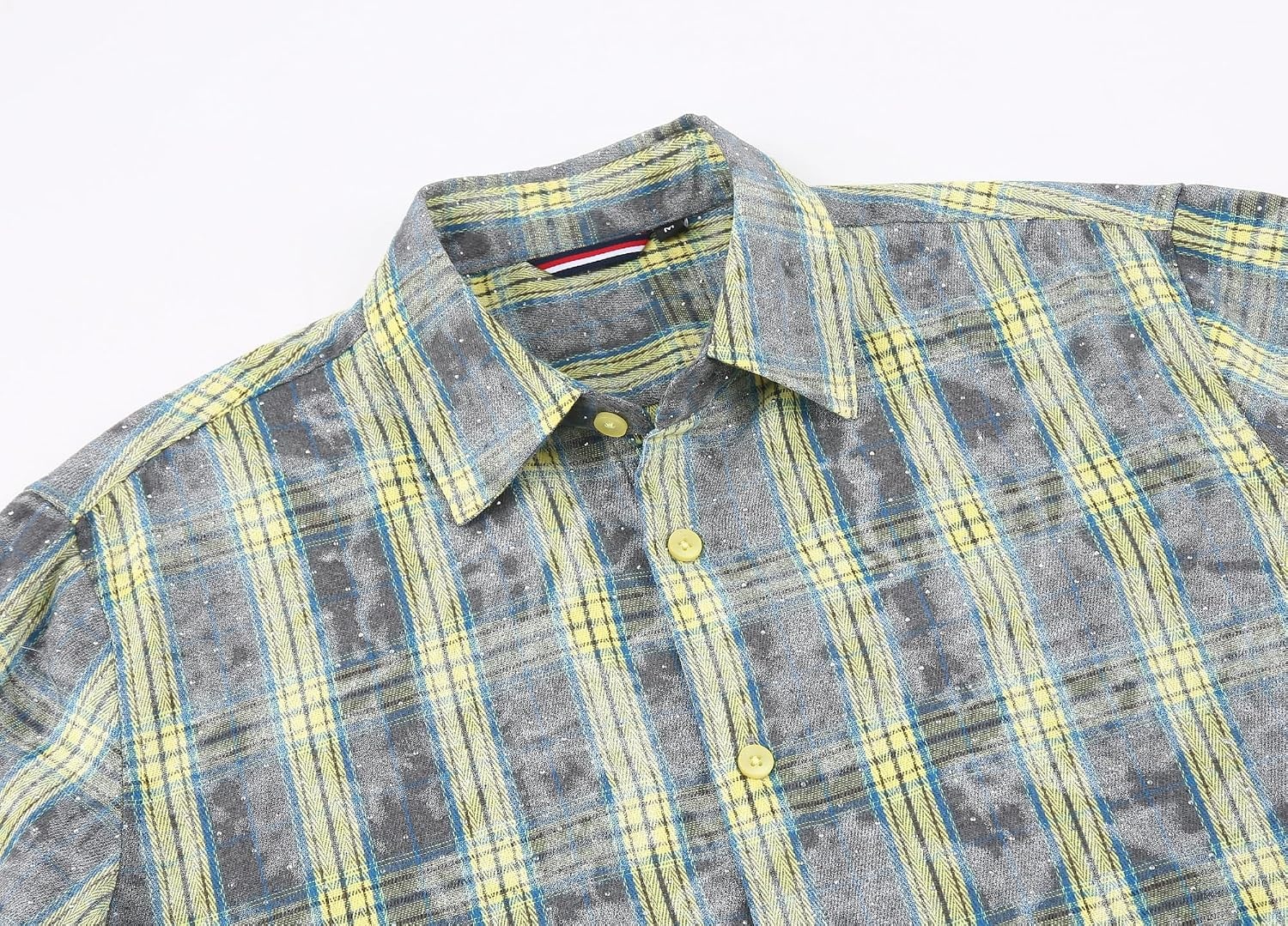 image:imageAlex Vando Mens Button Down Regular Fit Long Sleeve Casual Flannel ShirtsRhinestone YellowGrey