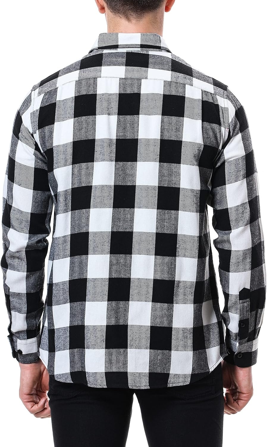 image:imageAlex Vando Mens Button Down Regular Fit Long Sleeve Casual Flannel ShirtsWhiteBlack
