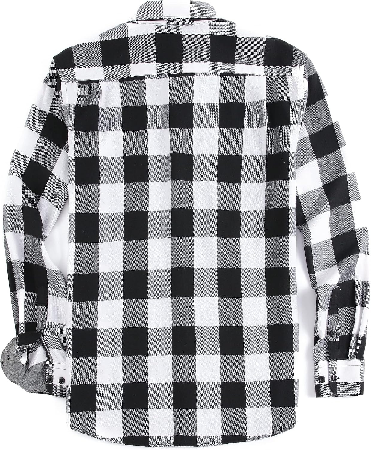 image:imageAlex Vando Mens Button Down Regular Fit Long Sleeve Casual Flannel ShirtsWhiteBlack