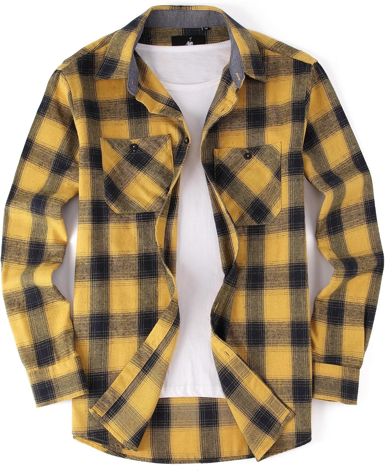 image:imageAlex Vando Mens Button Down Regular Fit Long Sleeve Casual Flannel ShirtsYellow