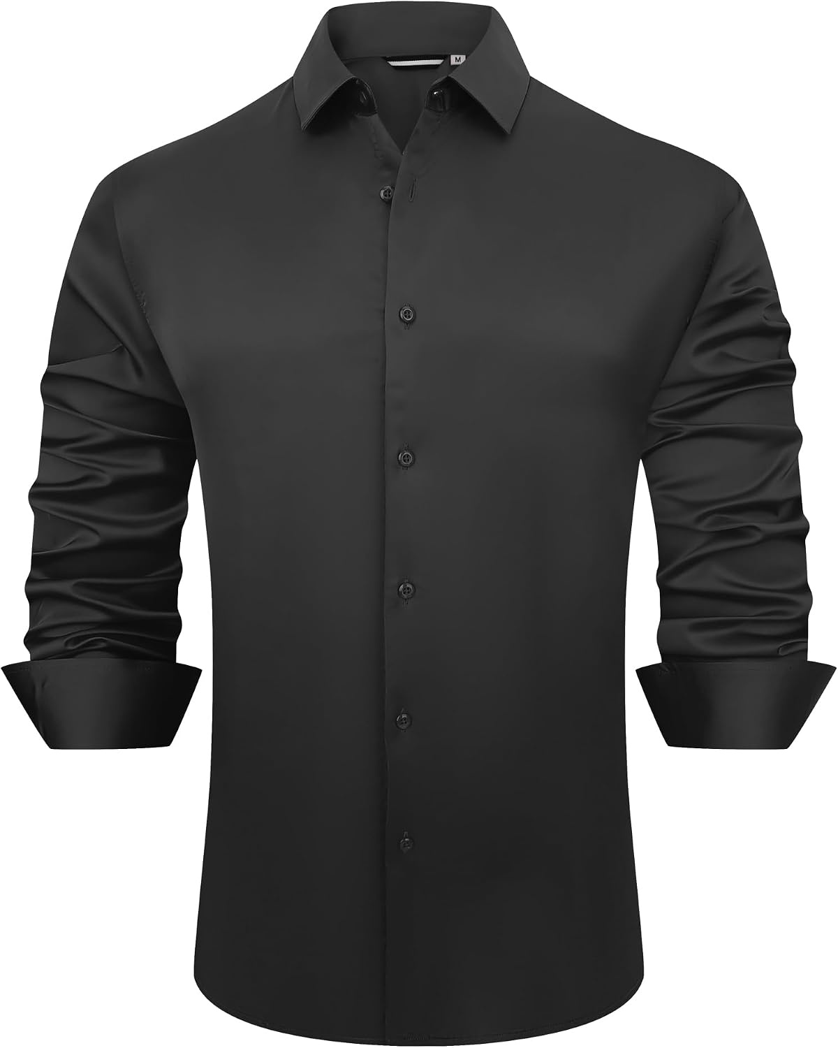 image:imageAlex Vando Mens Luxury Satin Dress Shirt Silk Shiny Sateen Party ShirtBlack