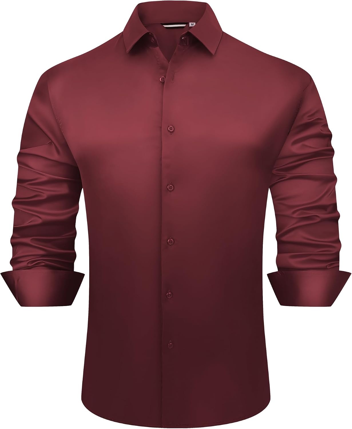 image:imageAlex Vando Mens Luxury Satin Dress Shirt Silk Shiny Sateen Party ShirtBurgundy