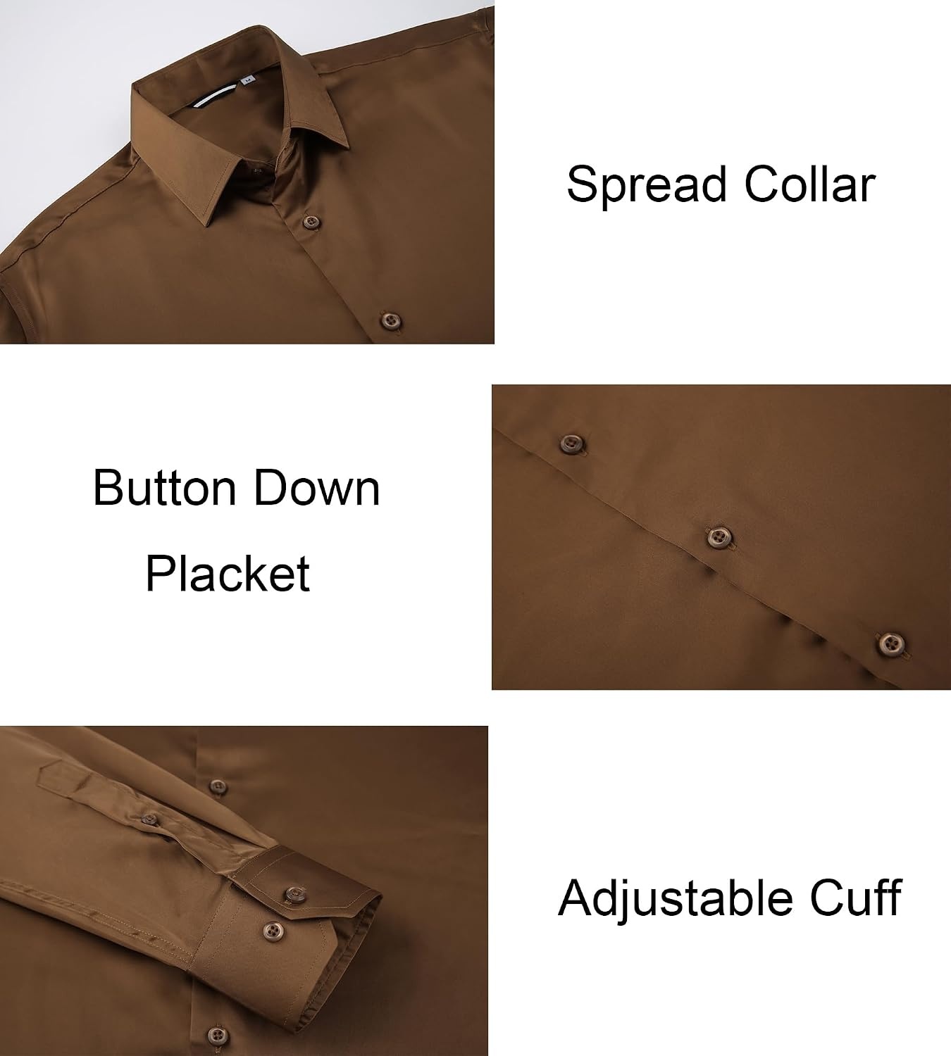 image:imageAlex Vando Mens Luxury Satin Dress Shirt Silk Shiny Sateen Party ShirtCoffee