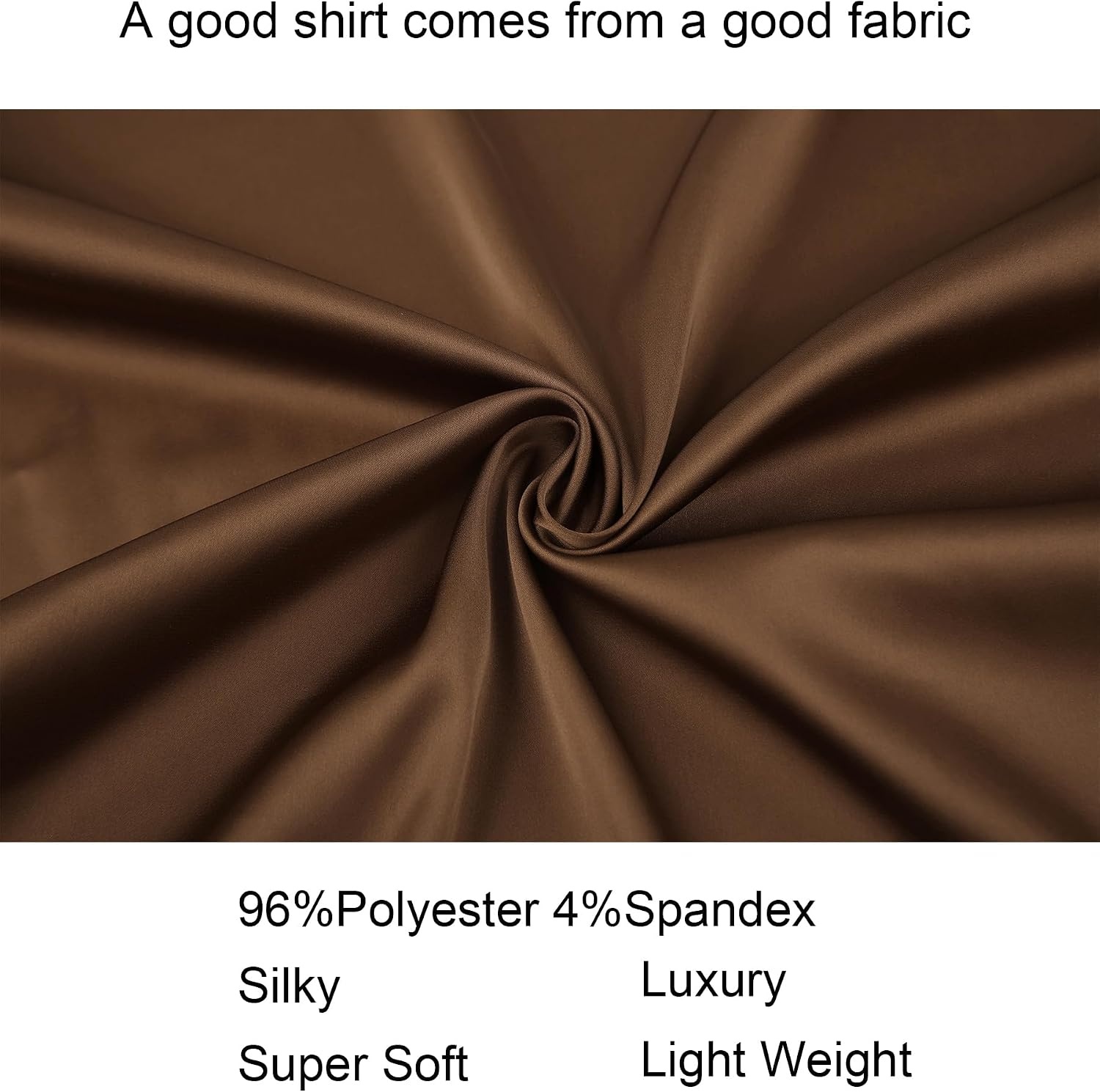 image:imageAlex Vando Mens Luxury Satin Dress Shirt Silk Shiny Sateen Party ShirtCoffee
