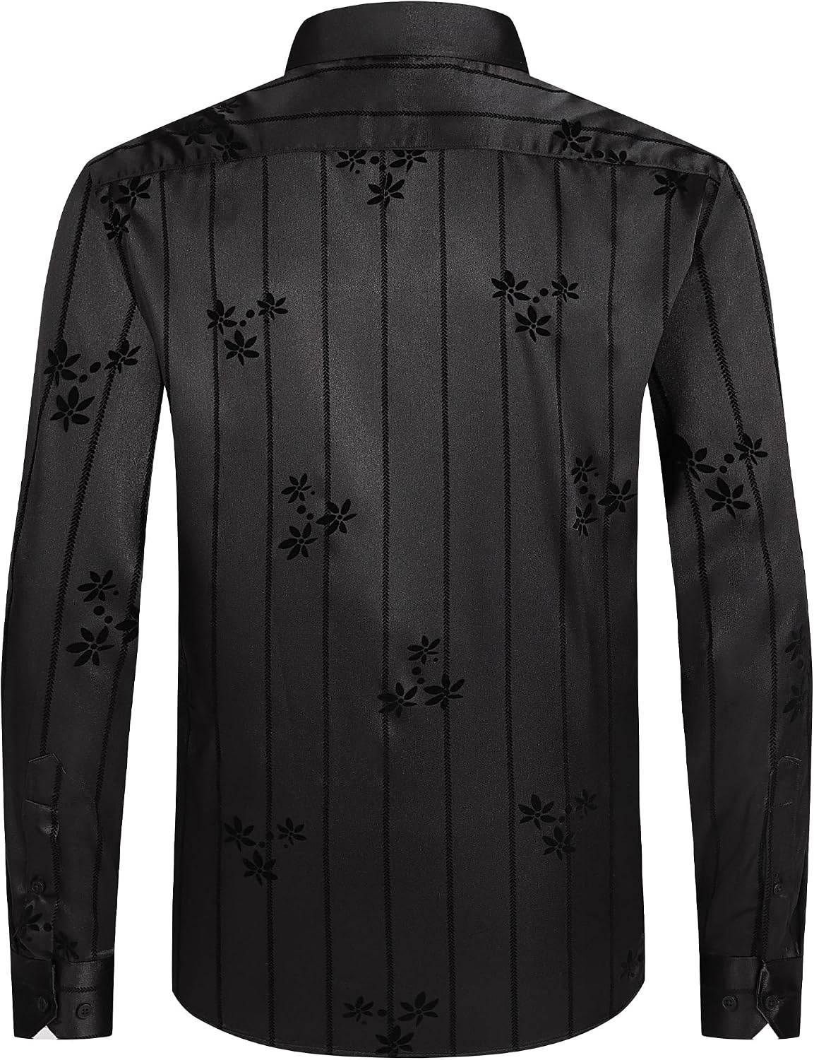 image:imageAlex Vando Mens Luxury Satin Dress Shirt Silk Shiny Sateen Party ShirtFlower Black