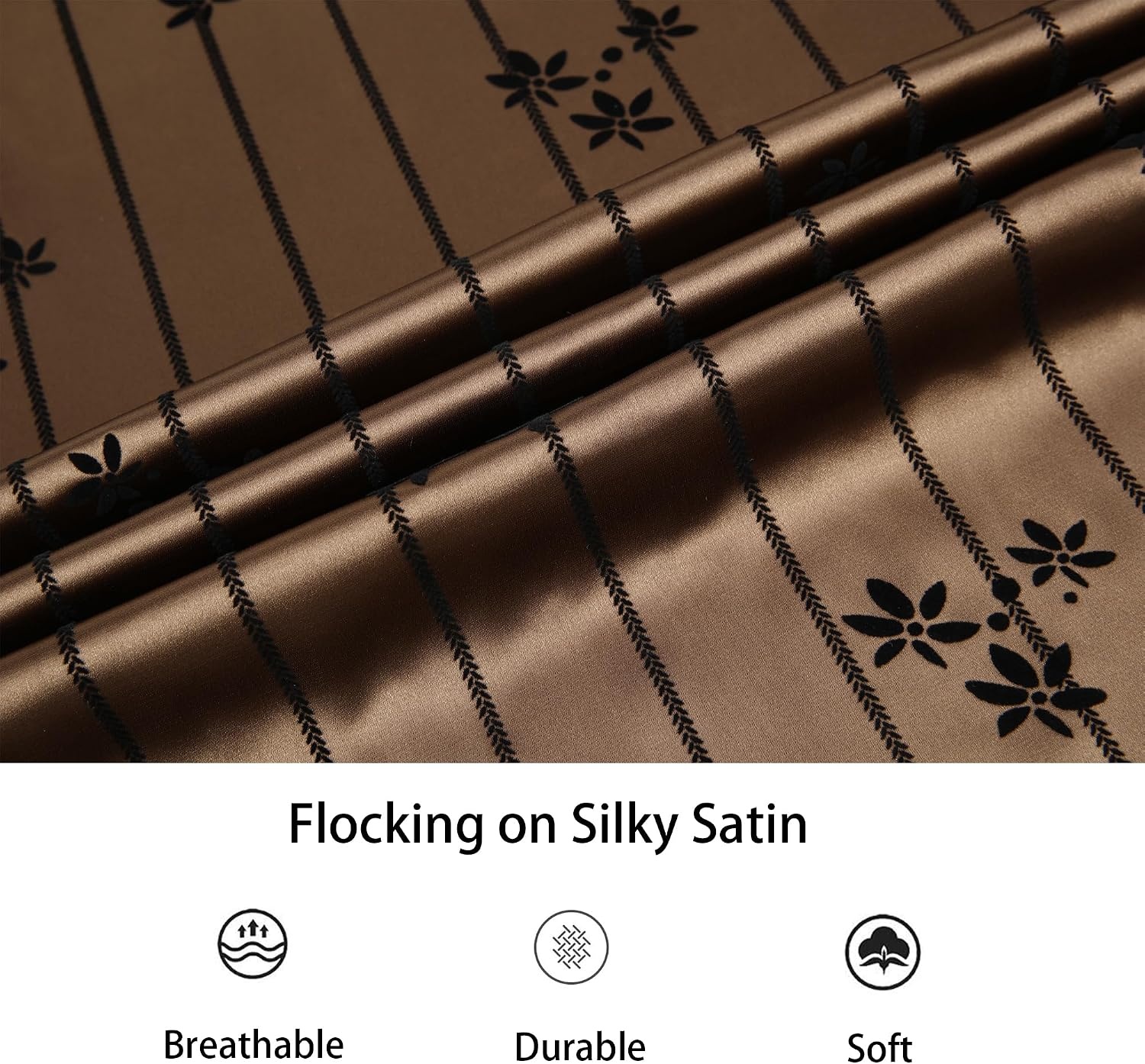 image:imageAlex Vando Mens Luxury Satin Dress Shirt Silk Shiny Sateen Party ShirtFlower Coffee