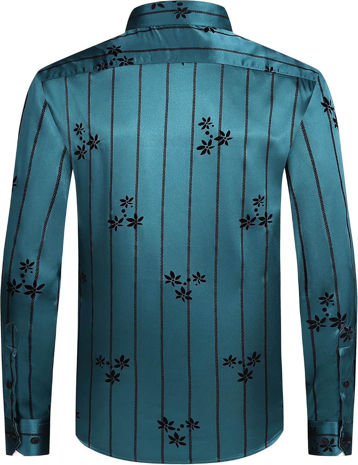 image:imageAlex Vando Mens Luxury Satin Dress Shirt Silk Shiny Sateen Party ShirtFlower Green