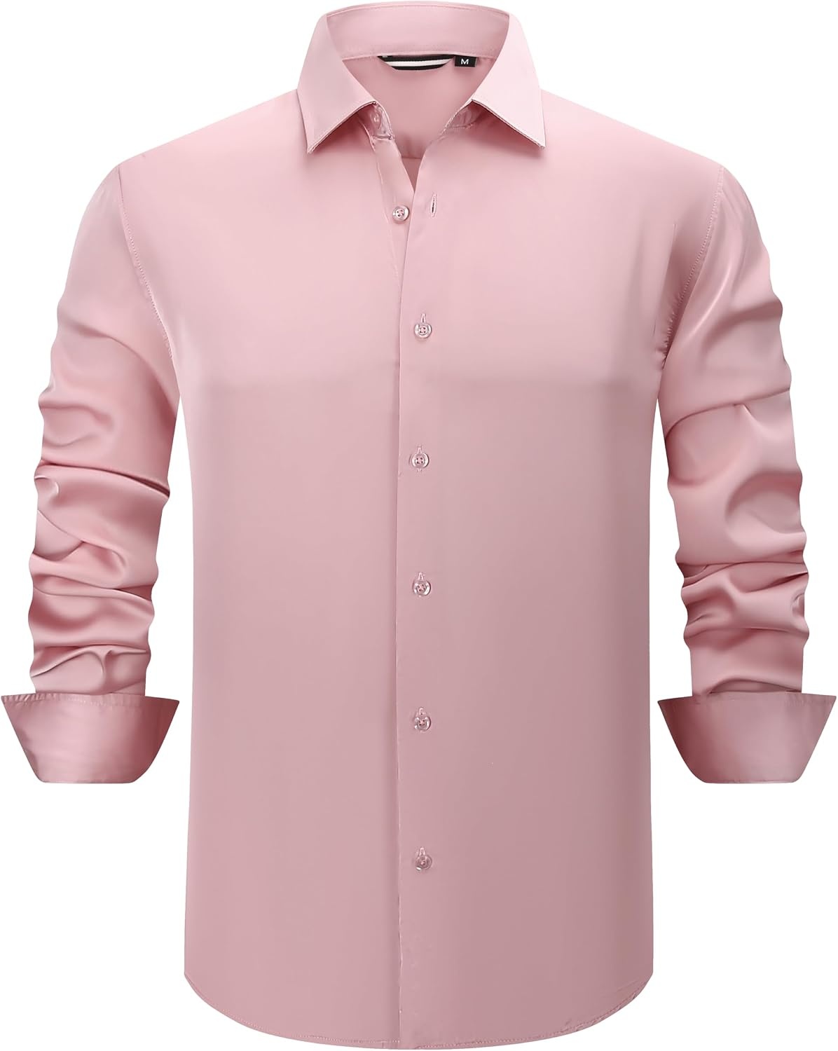 image:imageAlex Vando Mens Luxury Satin Dress Shirt Silk Shiny Sateen Party ShirtPink