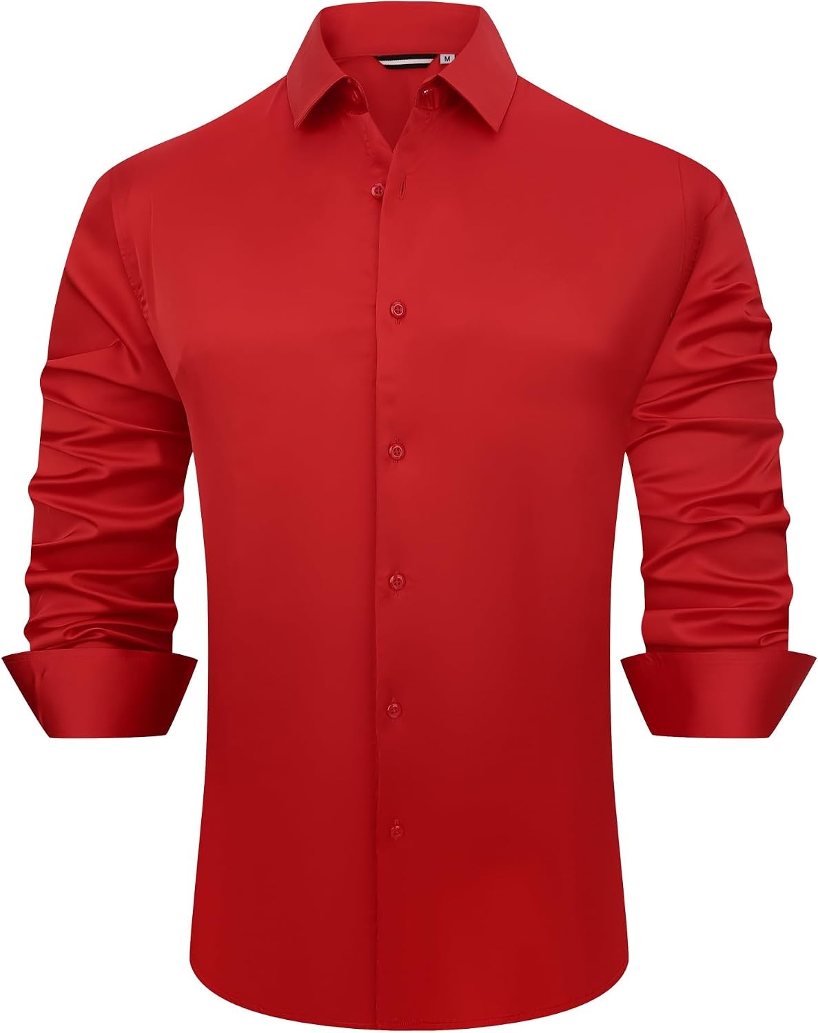 image:imageAlex Vando Mens Luxury Satin Dress Shirt Silk Shiny Sateen Party ShirtRed