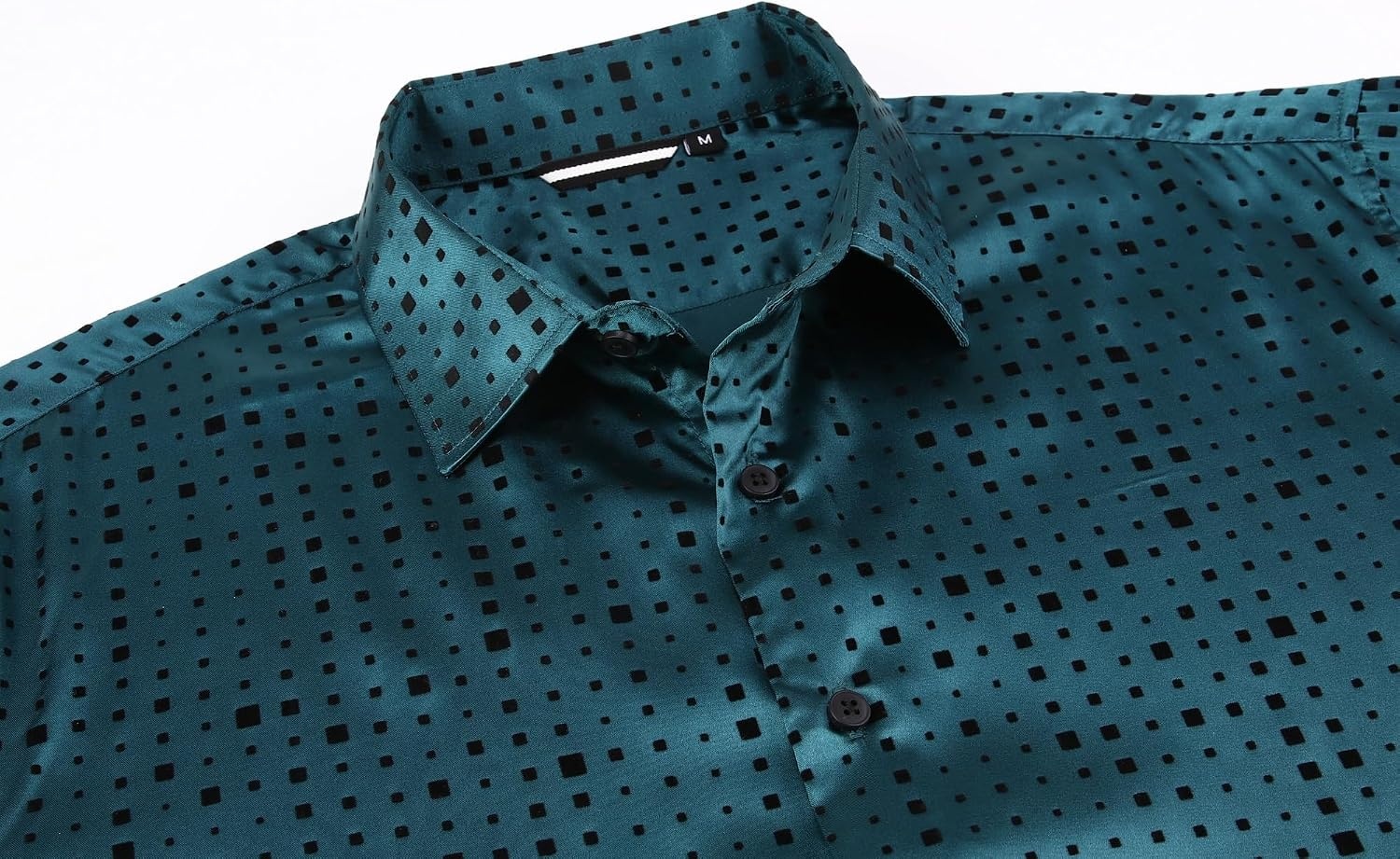 image:imageAlex Vando Mens Luxury Satin Dress Shirt Silk Shiny Sateen Party ShirtSquare Green
