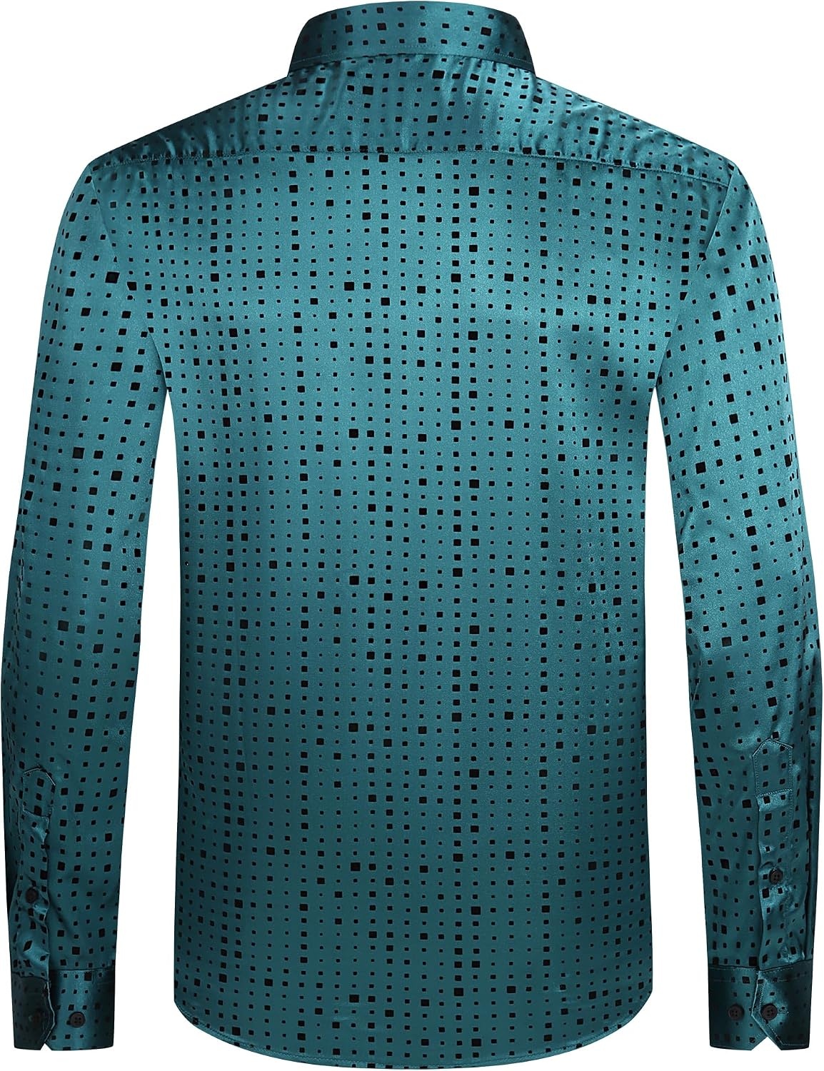 image:imageAlex Vando Mens Luxury Satin Dress Shirt Silk Shiny Sateen Party ShirtSquare Green
