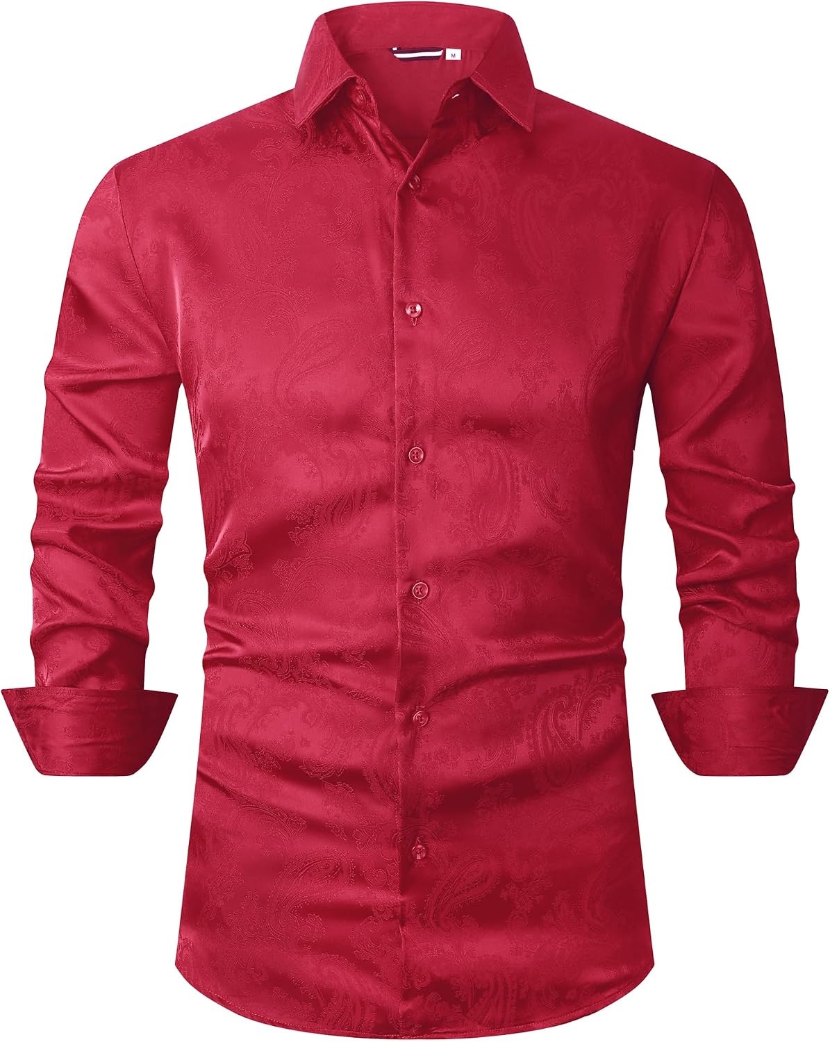 image:imageAlex Vando Mens Luxury Satin Dress Shirt Silk Shiny Sateen Party ShirtWine Paisley