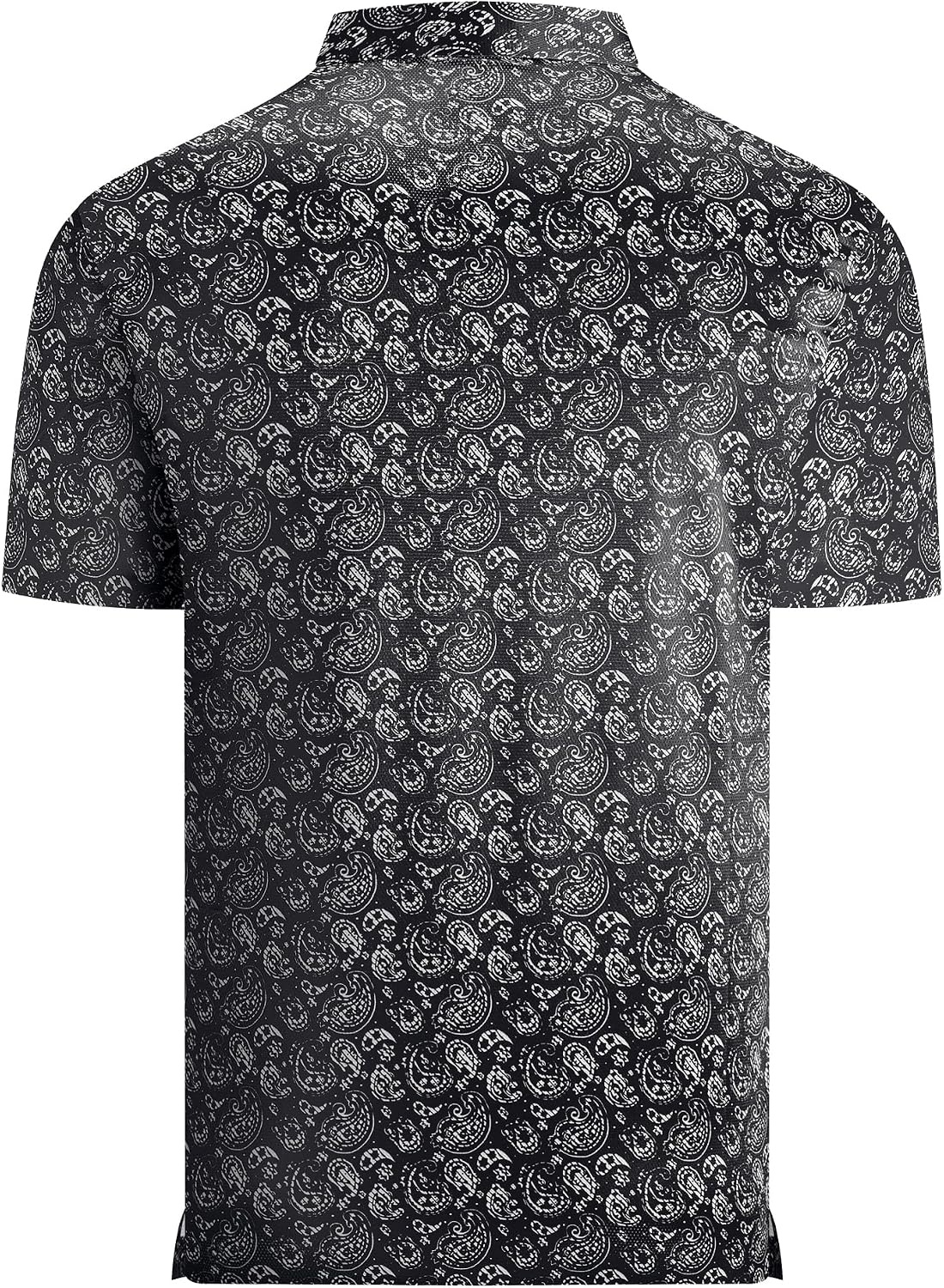 image:imageAlex Vando Mens Printed Golf Shirt Cooling Short Sleeve Dress Polo ShirtsBlack Paisley