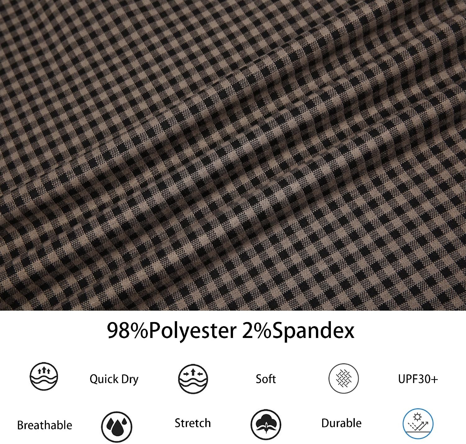 image:imageAlex Vando Mens Printed Golf Shirt Cooling Short Sleeve Dress Polo ShirtsBlackKhaki