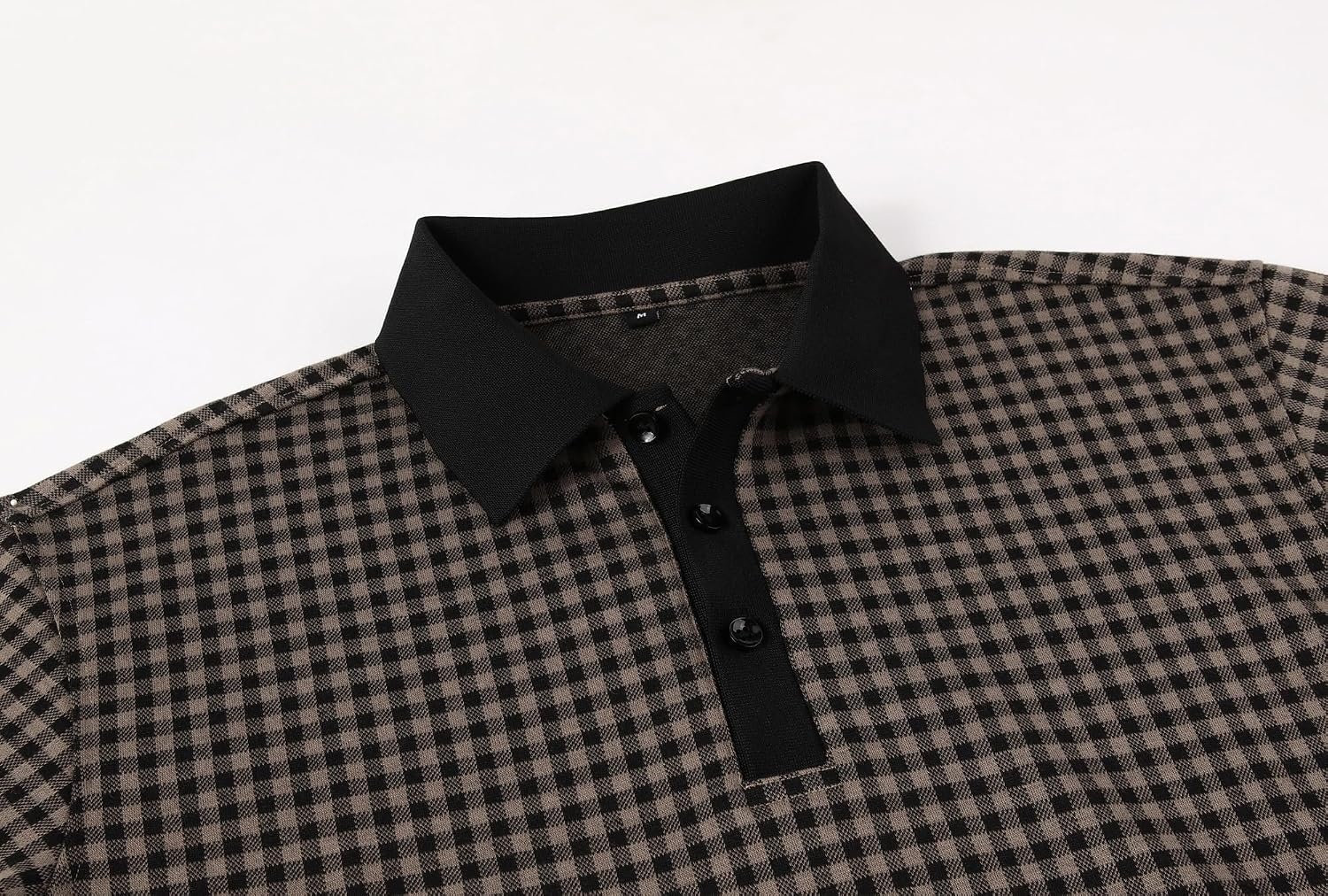 image:imageAlex Vando Mens Printed Golf Shirt Cooling Short Sleeve Dress Polo ShirtsBlackKhaki