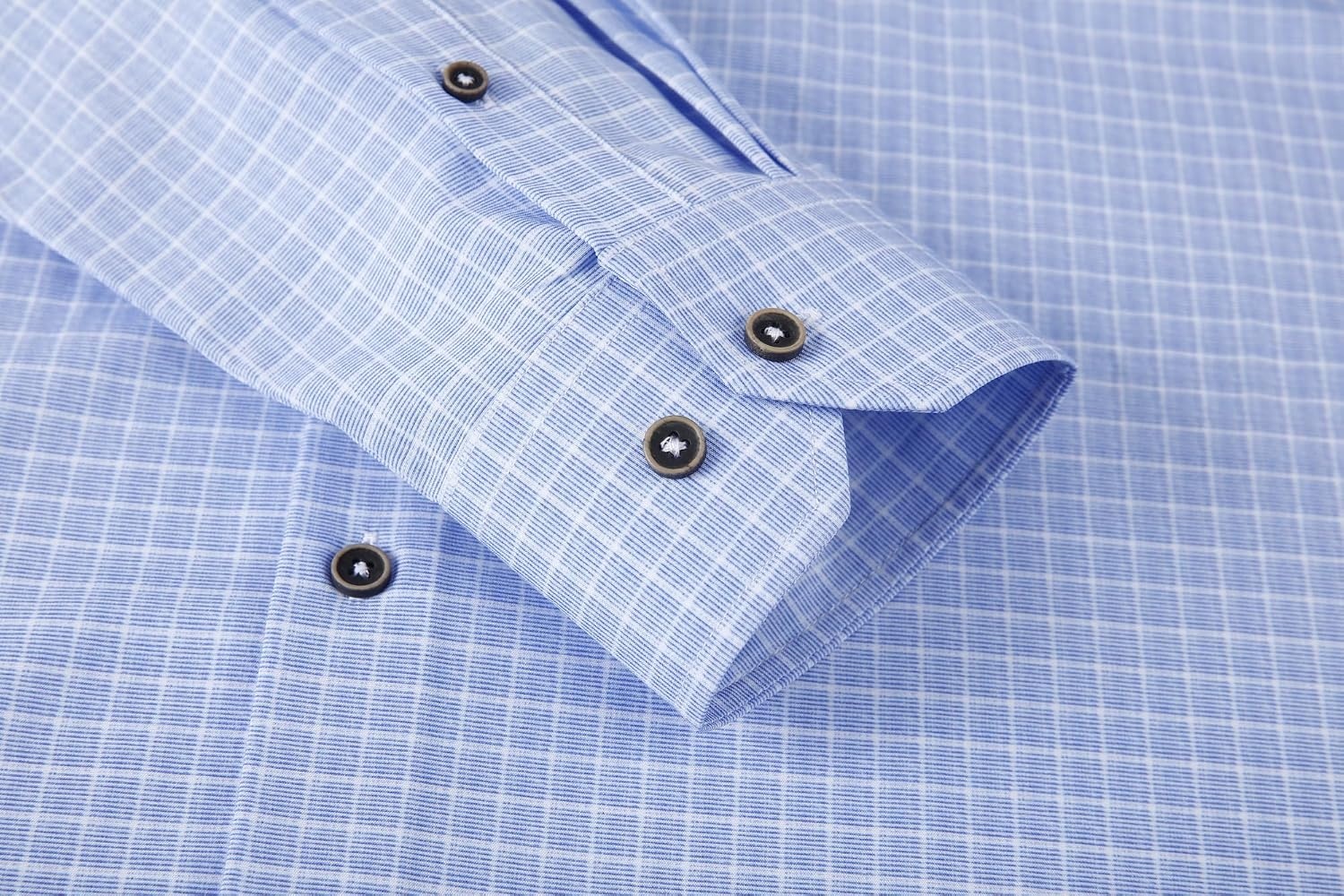 image:imageAlex Vando Mens Wrinkle Free 4Way Stretch Print Business Casual Shirt04 Lt Blue Plaid