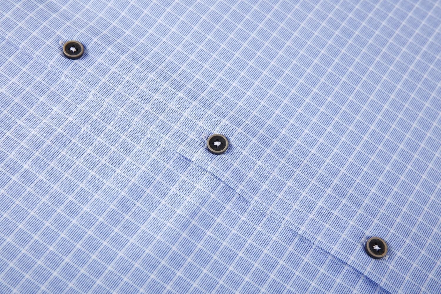 image:imageAlex Vando Mens Wrinkle Free 4Way Stretch Print Business Casual Shirt04 Lt Blue Plaid
