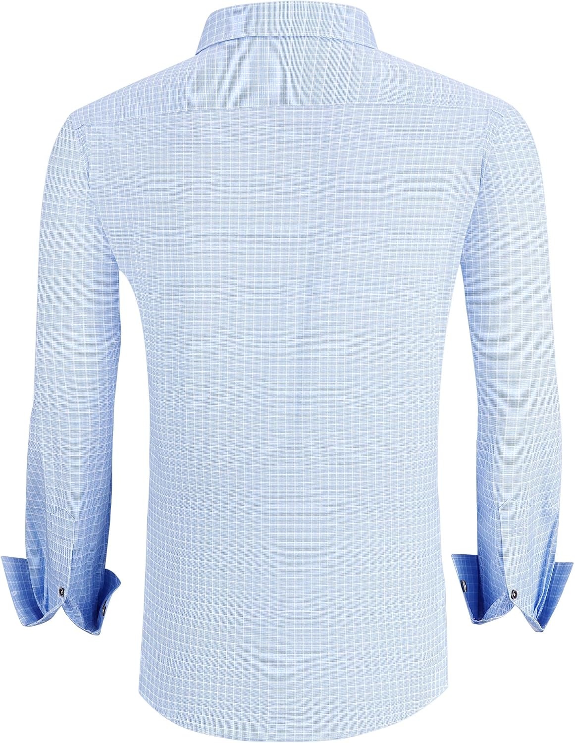 image:imageAlex Vando Mens Wrinkle Free 4Way Stretch Print Business Casual Shirt04 Lt Blue Plaid