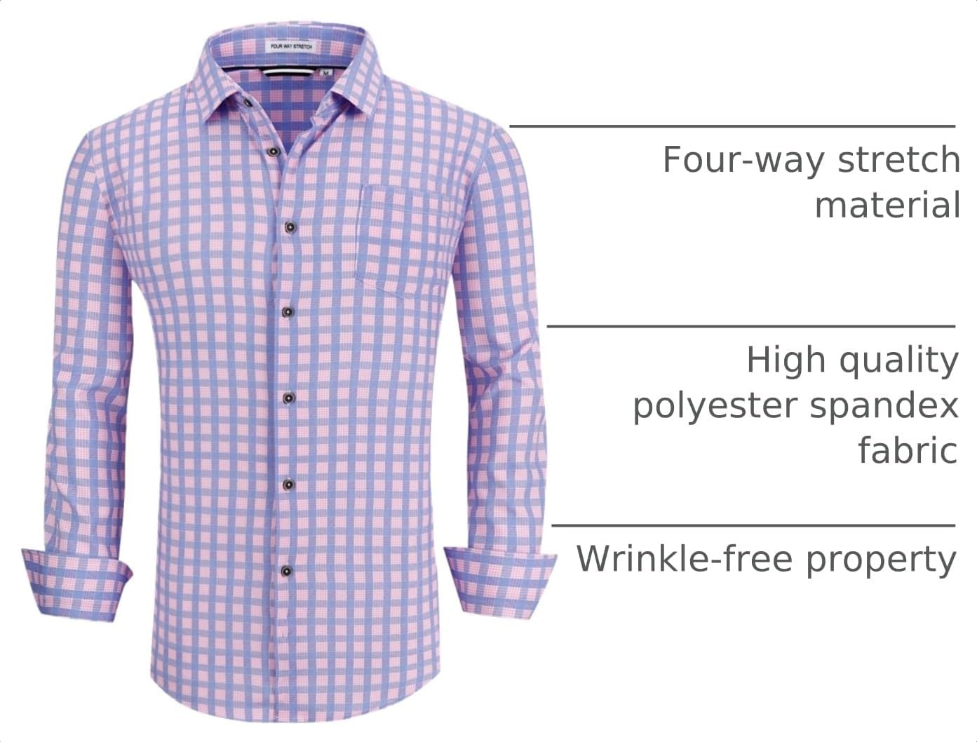 image:imageAlex Vando Mens Wrinkle Free 4Way Stretch Print Business Casual Shirt06 BlueRed