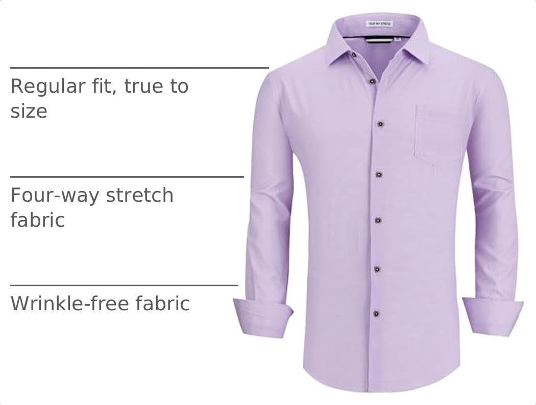 image:imageAlex Vando Mens Wrinkle Free 4Way Stretch Print Business Casual Shirt08 Purple