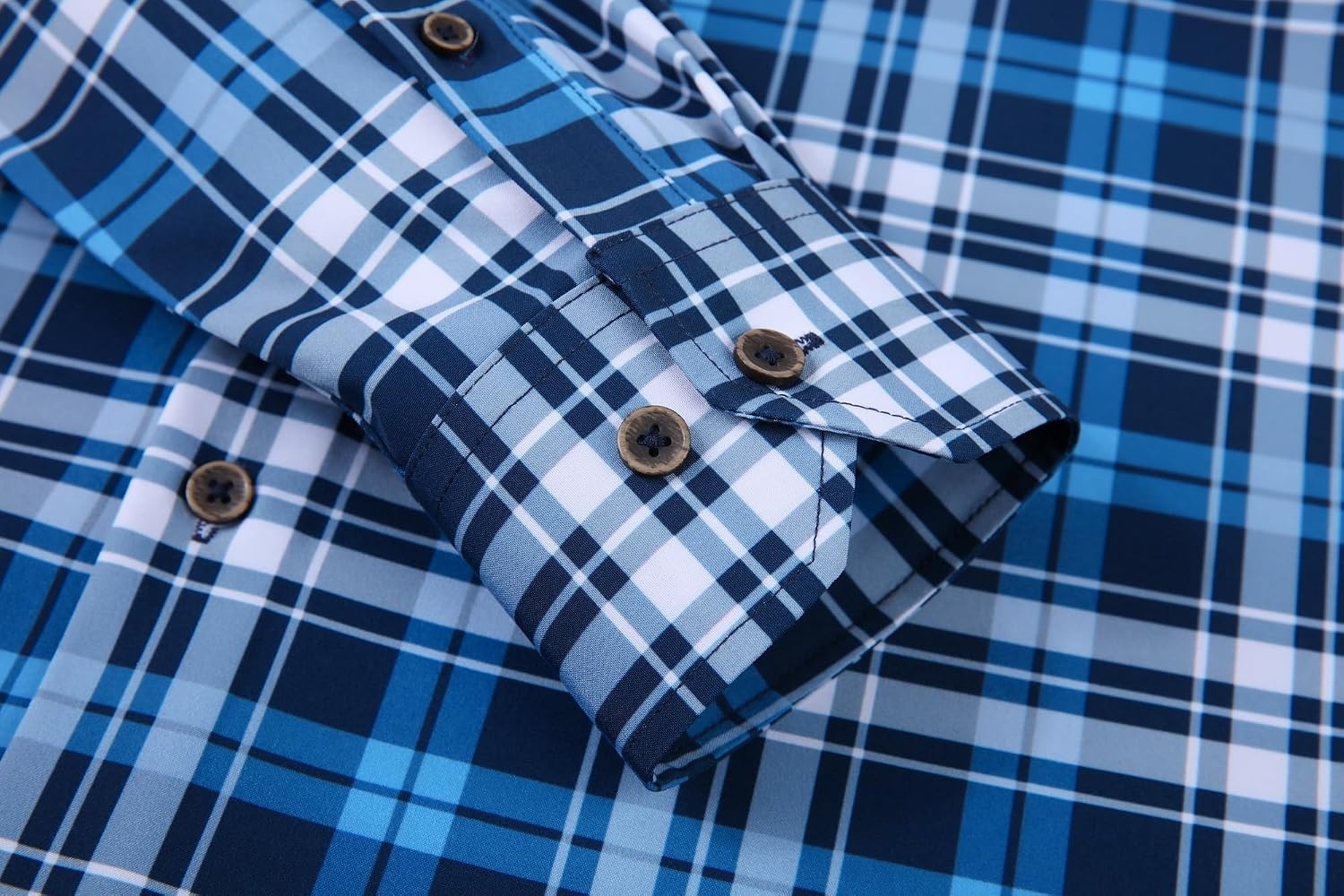 image:imageAlex Vando Mens Wrinkle Free 4Way Stretch Print Business Casual Shirt268 Blue Plaid