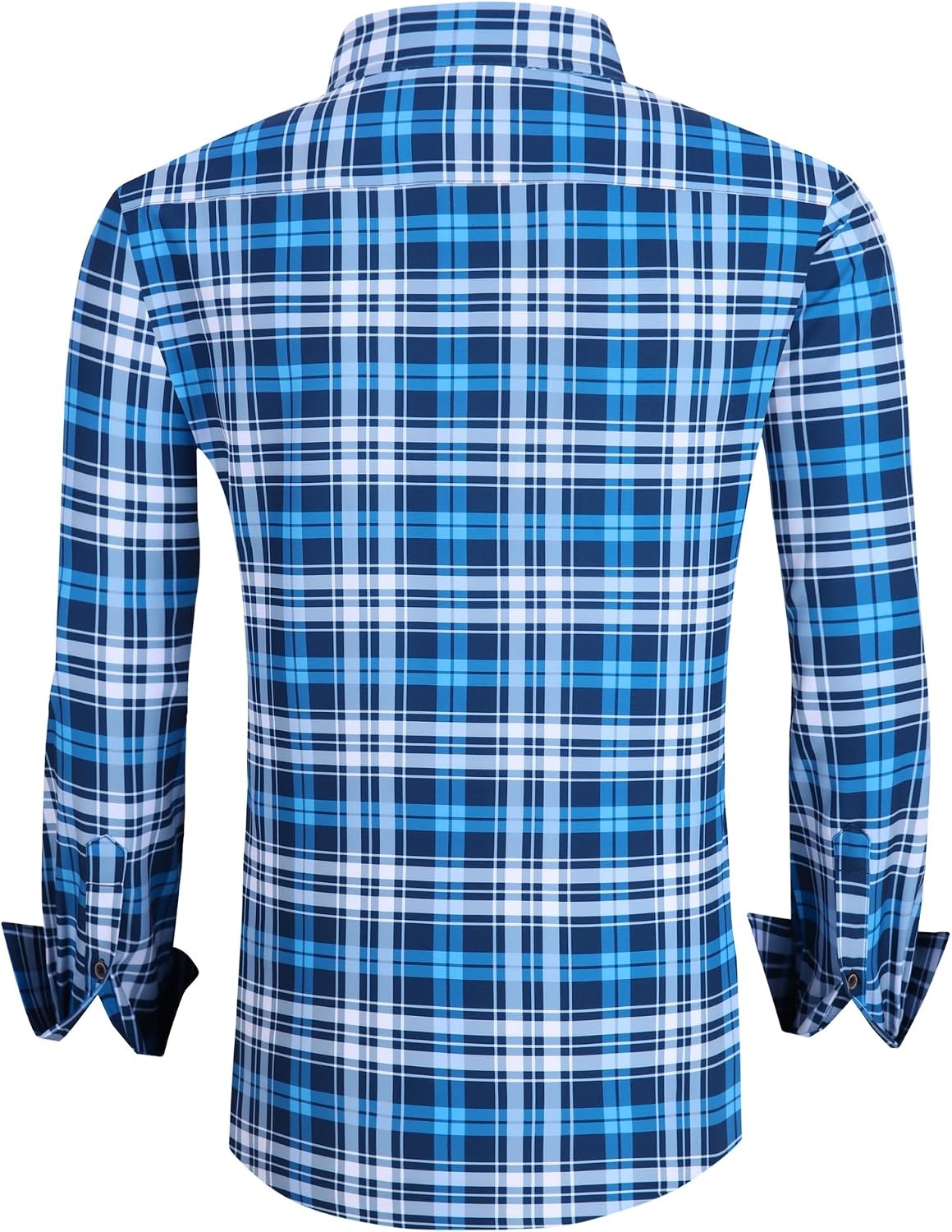 image:imageAlex Vando Mens Wrinkle Free 4Way Stretch Print Business Casual Shirt268 Blue Plaid