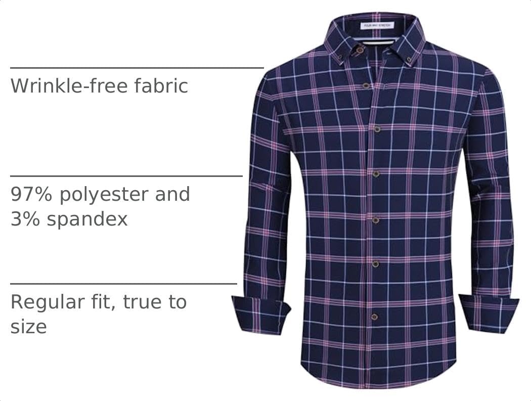 image:imageAlex Vando Mens Wrinkle Free 4Way Stretch Print Business Casual Shirt417 NavyRed