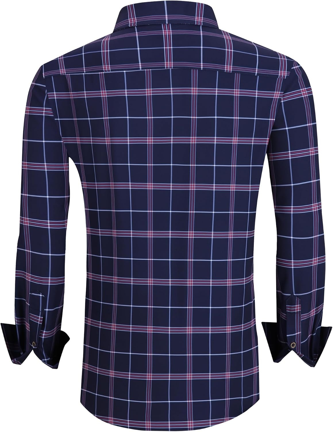 image:imageAlex Vando Mens Wrinkle Free 4Way Stretch Print Business Casual Shirt417 NavyRed