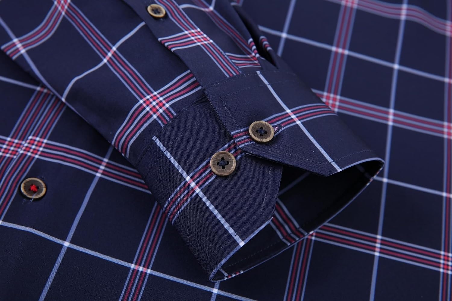 image:imageAlex Vando Mens Wrinkle Free 4Way Stretch Print Business Casual Shirt417 NavyRed