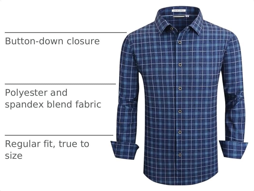 image:imageAlex Vando Mens Wrinkle Free 4Way Stretch Print Business Casual Shirt68 Navy With Print
