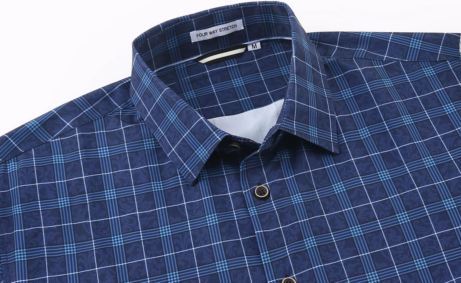 image:imageAlex Vando Mens Wrinkle Free 4Way Stretch Print Business Casual Shirt68 Navy With Print