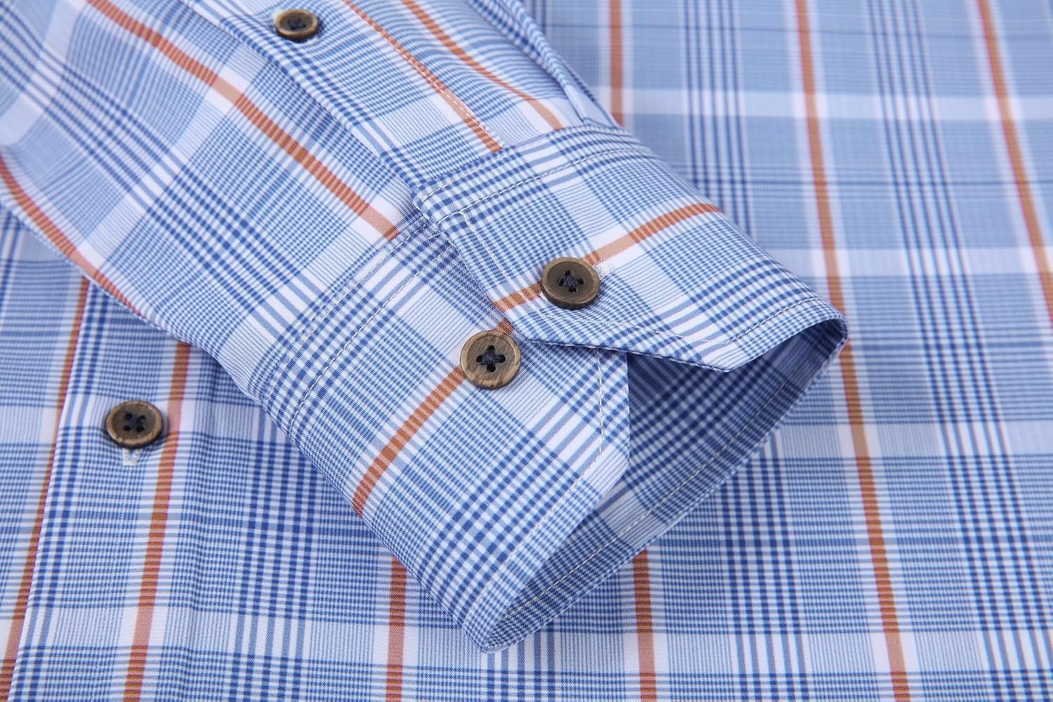 image:imageAlex Vando Mens Wrinkle Free 4Way Stretch Print Business Casual ShirtBlueOrange