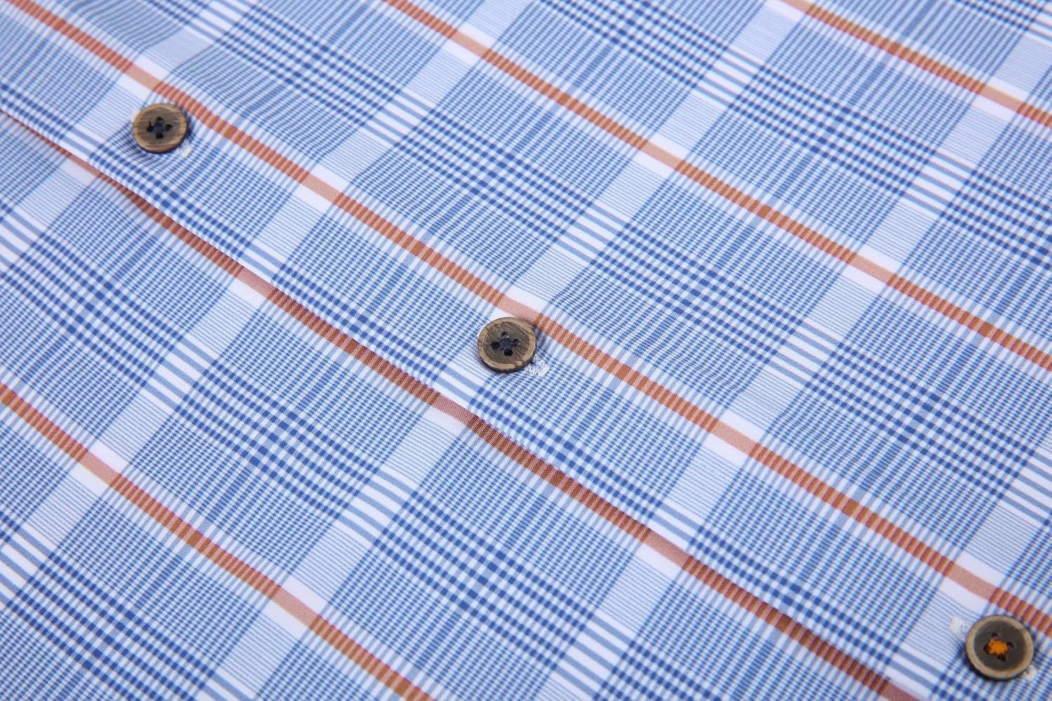 image:imageAlex Vando Mens Wrinkle Free 4Way Stretch Print Business Casual ShirtBlueOrange