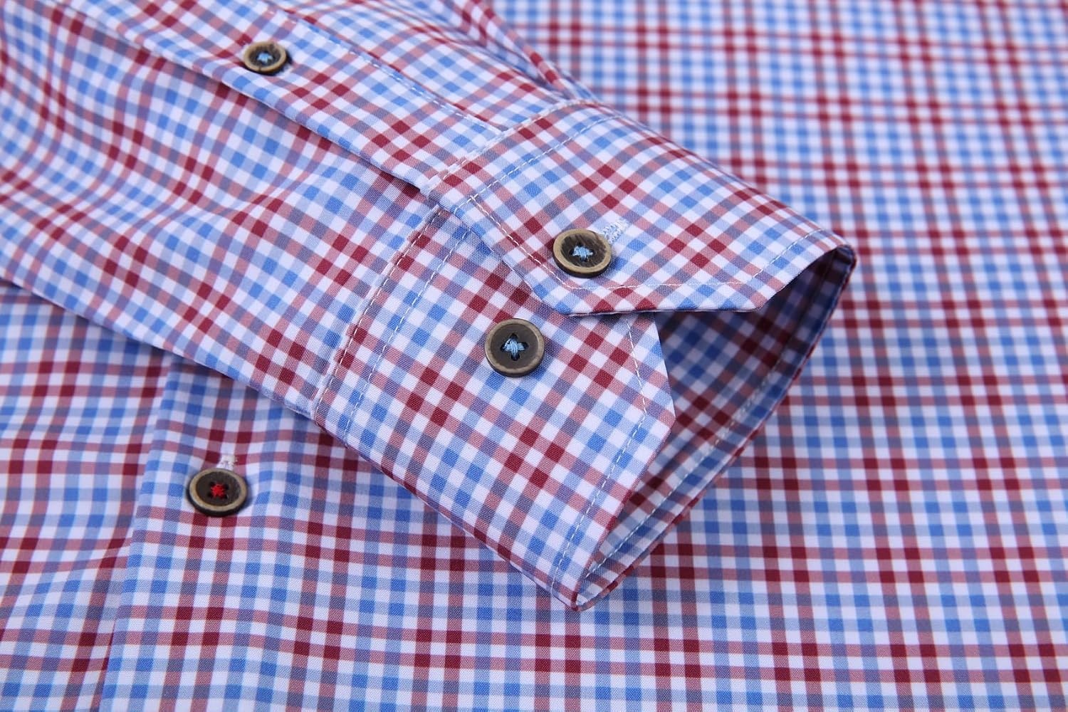 image:imageAlex Vando Mens Wrinkle Free 4Way Stretch Print Business Casual ShirtBlueRed
