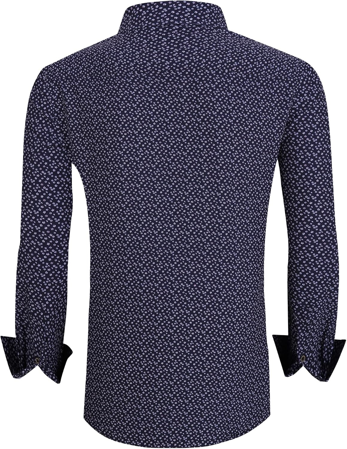 image:imageAlex Vando Mens Wrinkle Free 4Way Stretch Print Business Casual ShirtNavy Flower