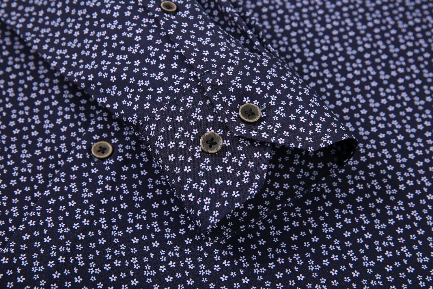 image:imageAlex Vando Mens Wrinkle Free 4Way Stretch Print Business Casual ShirtNavy Flower
