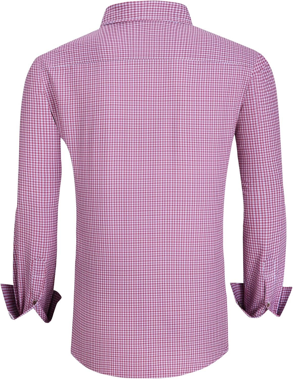 image:imageAlex Vando Mens Wrinkle Free 4Way Stretch Print Business Casual ShirtRed Plaid