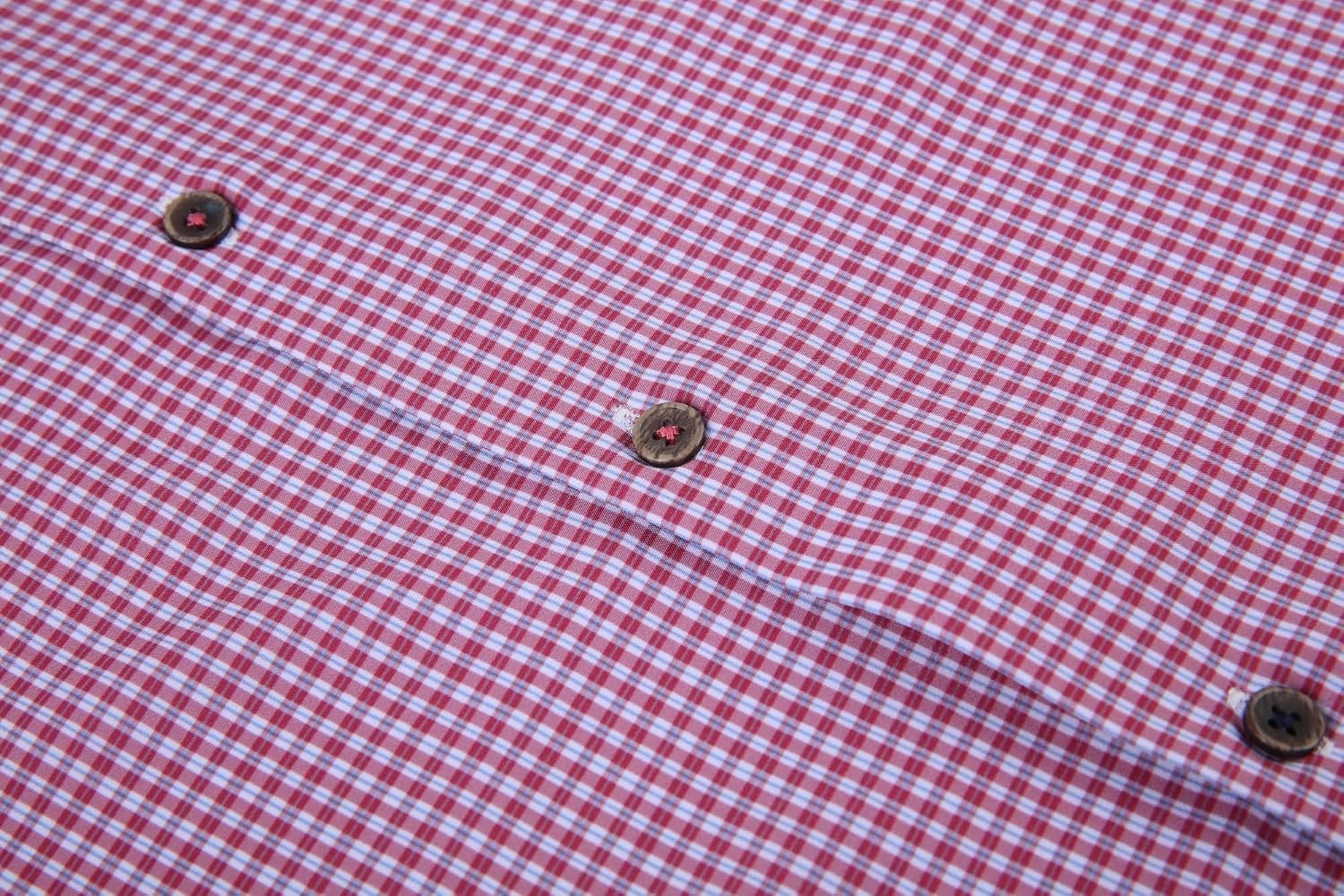 image:imageAlex Vando Mens Wrinkle Free 4Way Stretch Print Business Casual ShirtRed Plaid