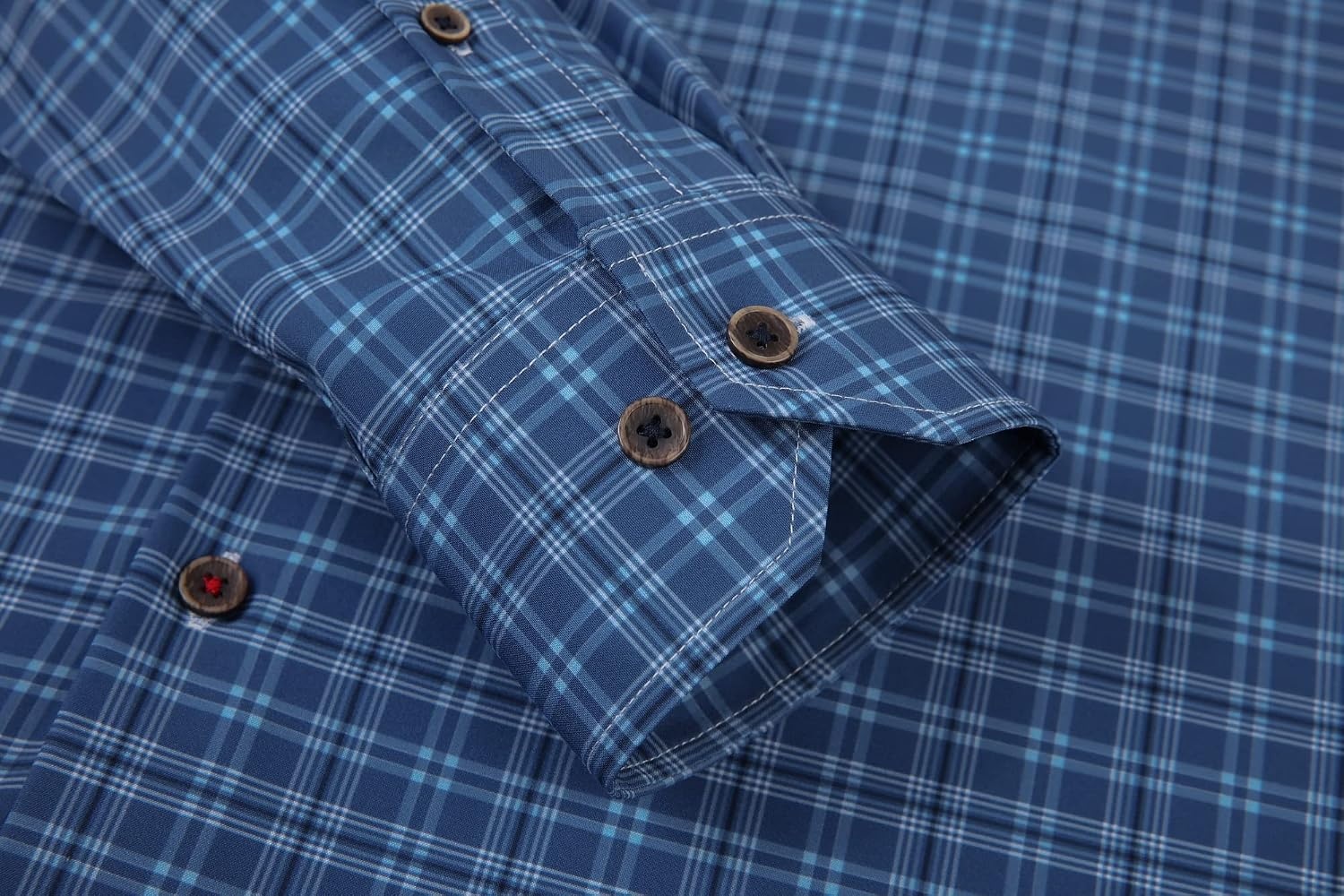 image:imageAlex Vando Mens Wrinkle Free 4Way Stretch Print Business Casual ShirtSteel Blue