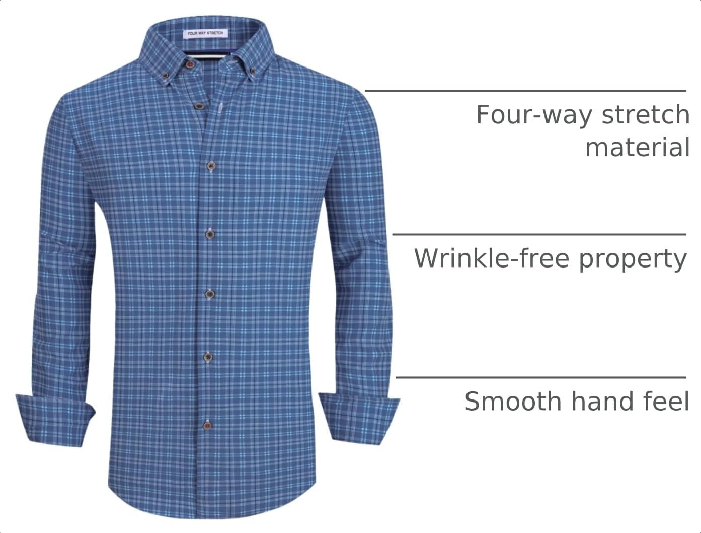 image:imageAlex Vando Mens Wrinkle Free 4Way Stretch Print Business Casual ShirtSteel Blue